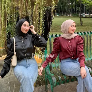 AQELLA PUFFY SHIRT by Dippew | Atasan Wanita Satin Shirt Fashion