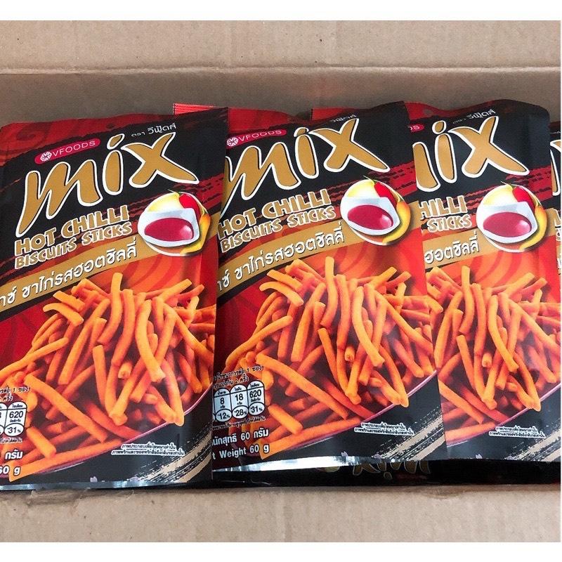 Bịch 6 Gói Snack Tăm Cay Mix Bim Bim Que Cay Vị Ớt Cay Thái Lan Gói To 60g