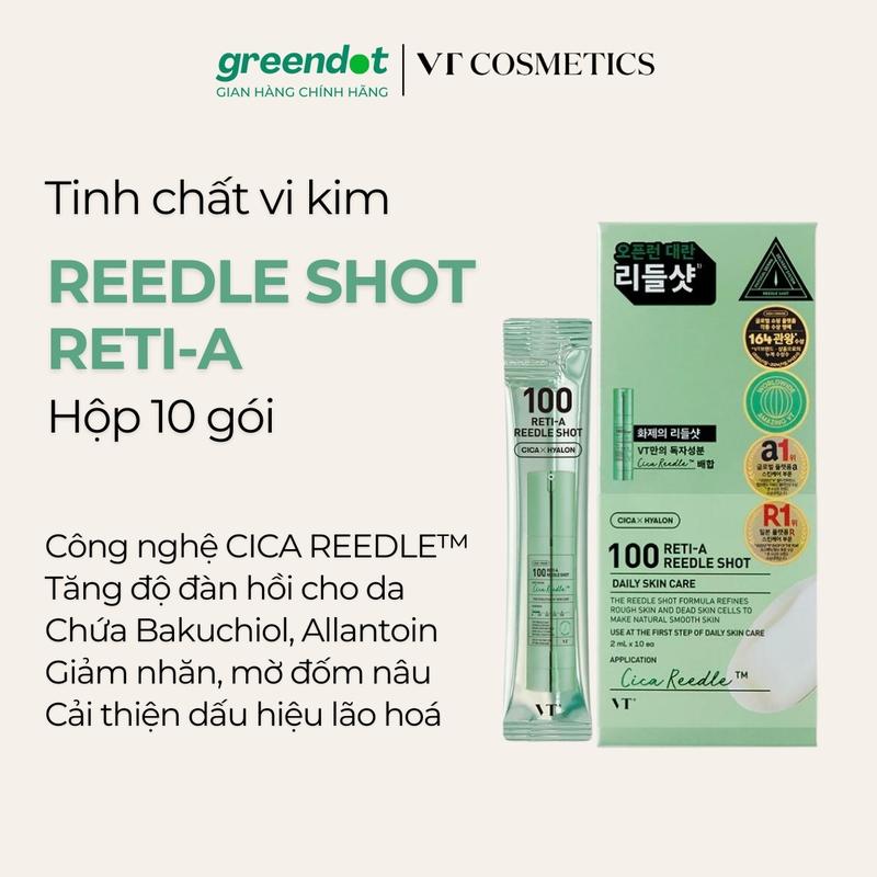 Tinh chất vi kim cải thiện da lão hoá VT COSMETICS RETI-A Reedle Shot 100 Hộp 10 gói x 2ml