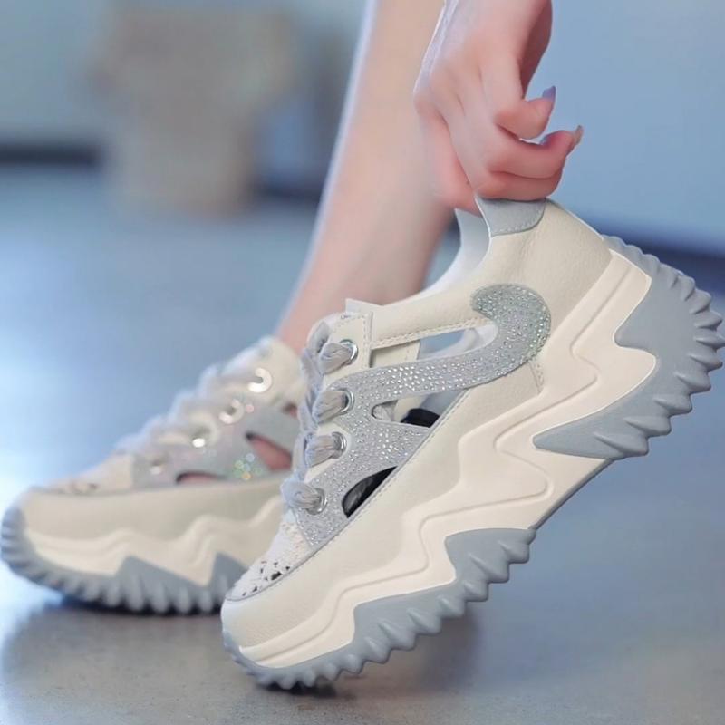 Giày thể thao nữ đính đá Hàn Quốc Thoáng khí 5cm Shoes Sneaker 3