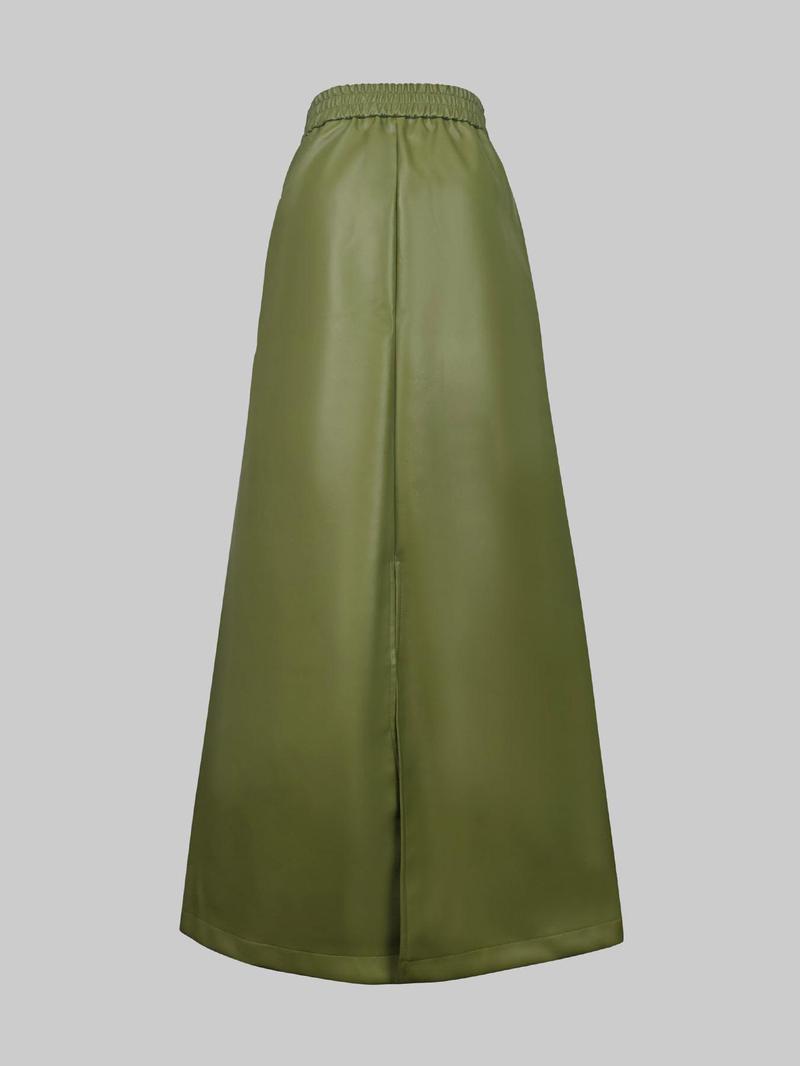 Product Introduction of Women's Solid Color Belted A Line Skirt, Fashion Casual Skirt for Daily Outdoor Wear, Ladies Bottoms for All Seasons 7