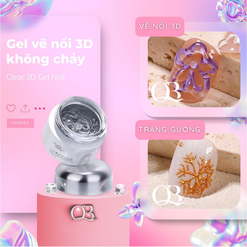  Gel không chảy chà tráng gương vẽ nổi 3D gel trong suốt Annies 20g làm nail nam nữ 