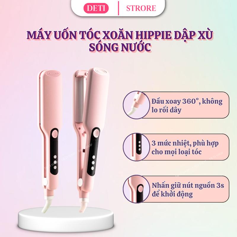 Máy uốn tóc xoăn hippie dập xù sóng nước DETI 13mm, 25mm, 28mm, 32mm Tự làm tóc tại nhà hot trendy