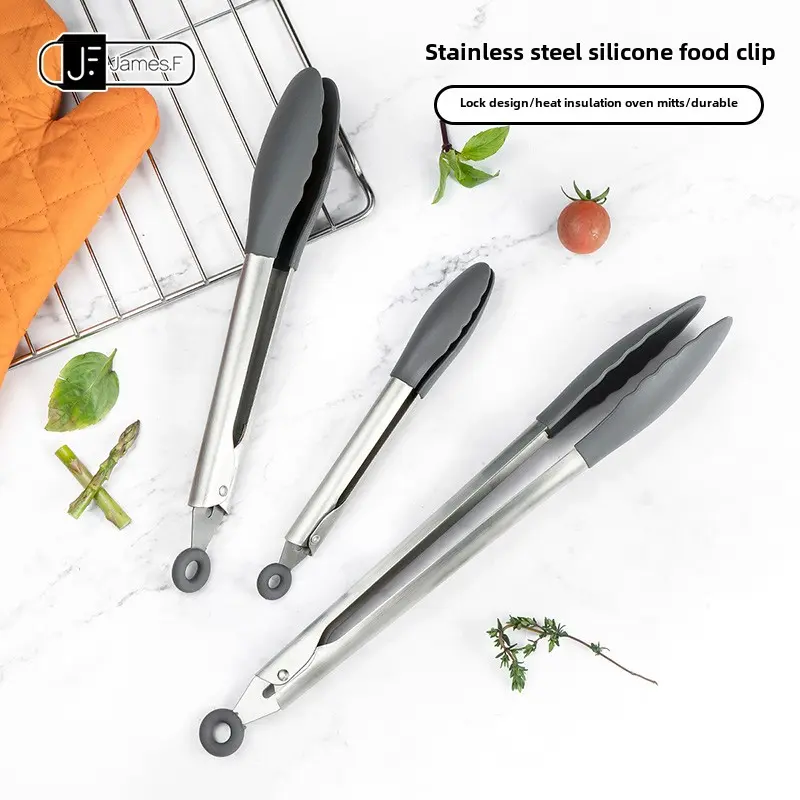 James. F stainless steel 430 silicone food clip, steak bread pastry lock, heat-insulating, heat-resistant, easy to wash