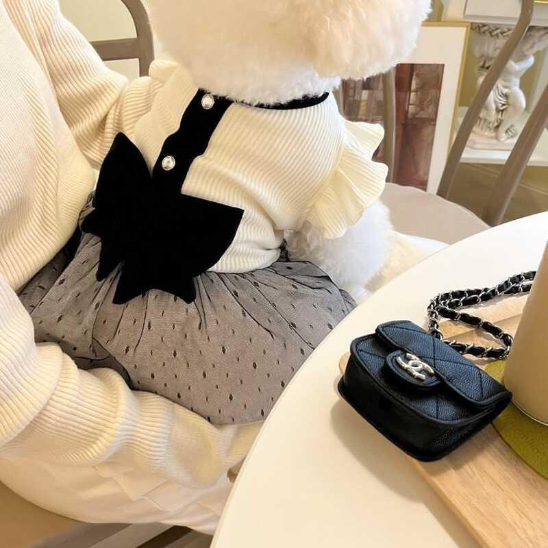 Product Introduction of Cute Bow Black White Lady Skirt Pet Cat Dog Clothes 2