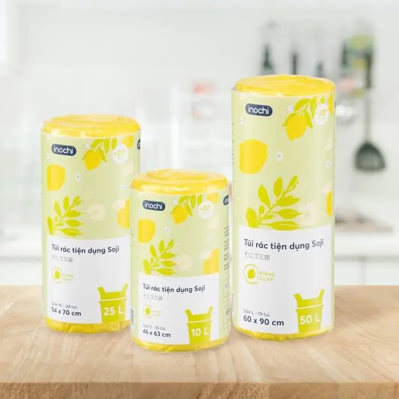 Túi đựng rác tự hủy INOCHI có quai tiện dụng hương chanh, hương lavender size 10L, 25L và 50L 3