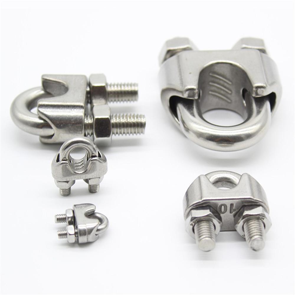 SS 304 Klem Seling Kuku Macan 5Pcs Wire Rope Clip Anti Karat 2-12mm M2-M12 Penjepit Tali Kawat Sling Stainless Galvanis Crimp Ferrule Kuat Serbaguna untuk Konstruksi Industri Rumah Ready Stock
