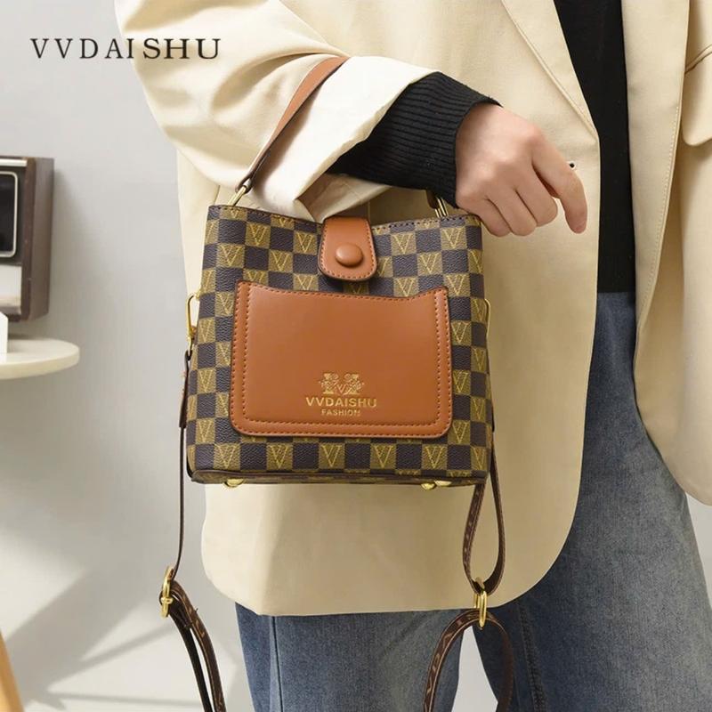 VVDAISH.U 00175 - Túi xách nữ sang trọng, thanh lịch, trẻ trung. Túi xách nữ 2024, Cầm tay, Đeo chéo, Đeo vai, Đi chơi, Đi làm. Họa tiết họa tiết Caro Sang Trọng Bag