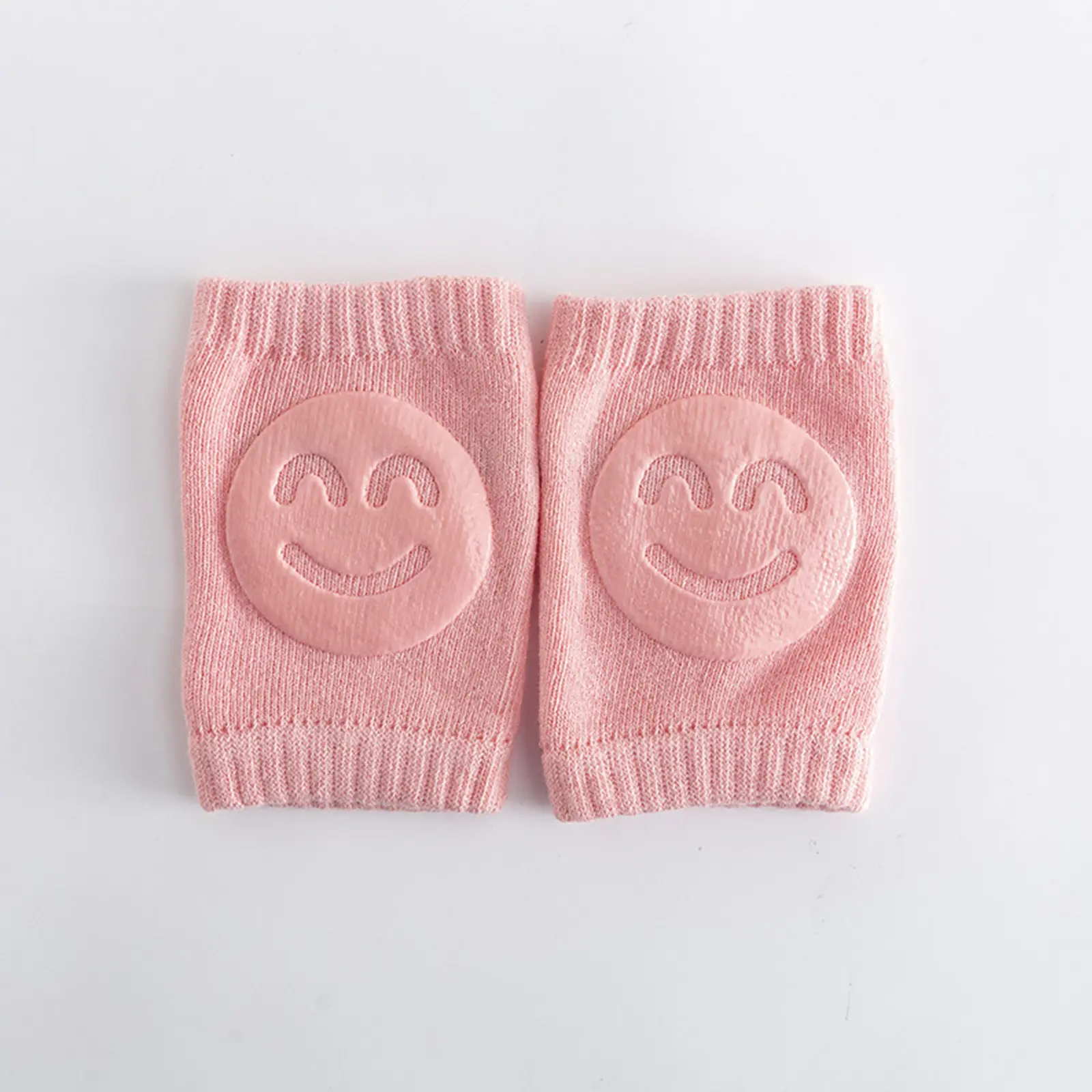 Baby Knee Pads for Crawling, Cute Cartoon Smile Pattern Anti-Slip Knit Knee Protectors for Girl Boy