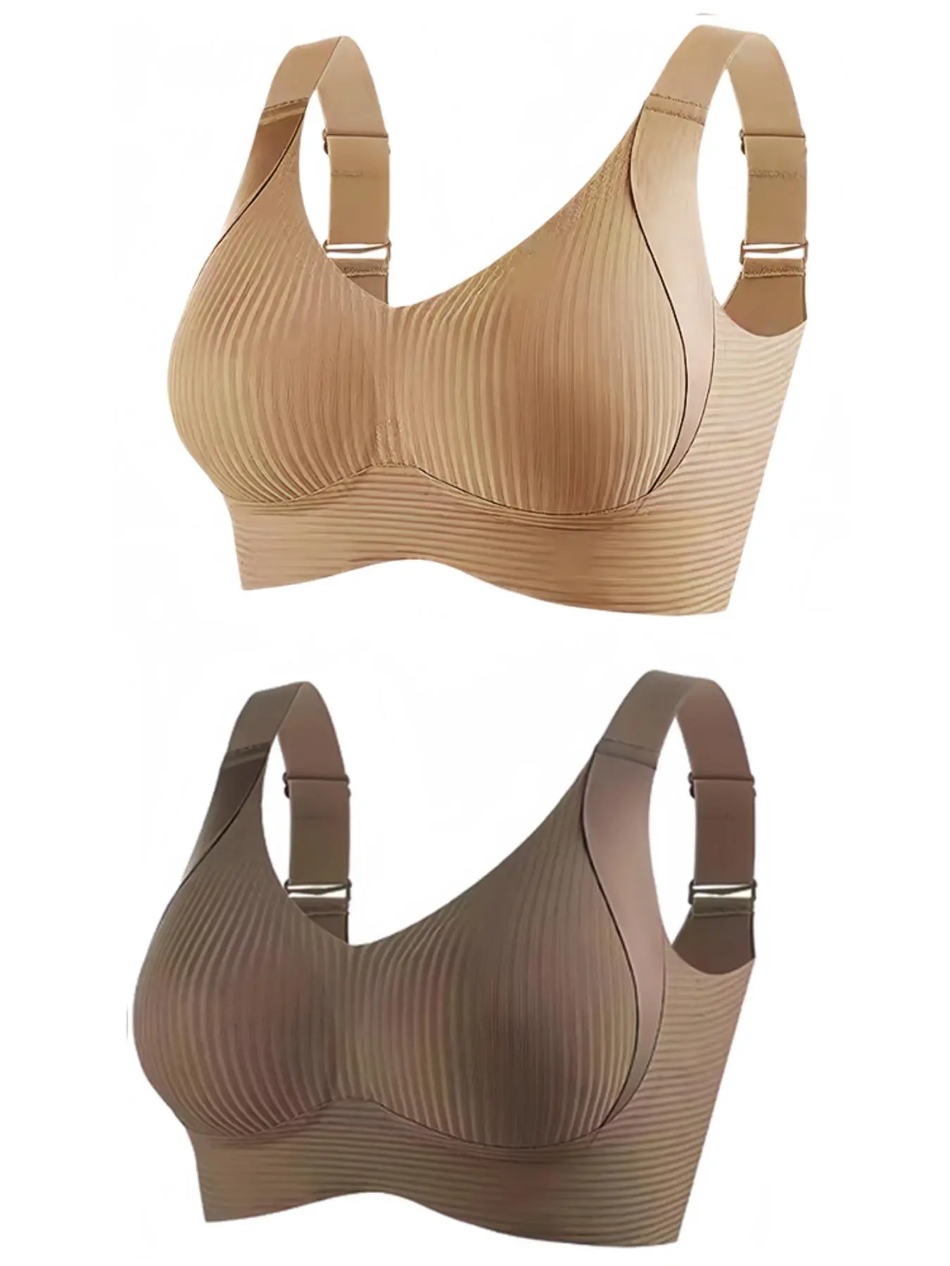 Women's Solid Wireless Bra, Comfortable Breathable Adjustable Strap Push Up Bra, Soft Lingerie for Daily Wear