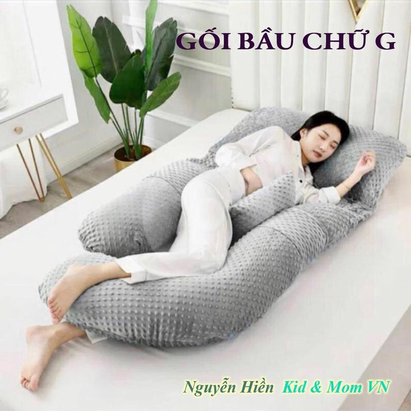 ￼Gối bầu chữ G chống đau lưng nâng đỡ toàn thân cho mẹ bầu giúp mẹ giảm đau dễ ngủ hơn vải nhung hạt đậu giúp xoa dịu toàn thân gối tháo rời được tần phần cho mẹ bầu