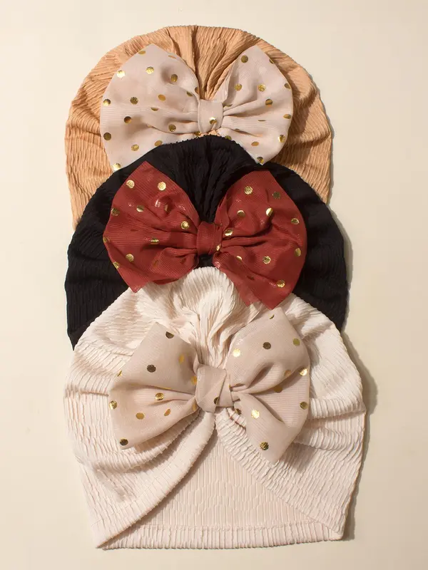 Baby's Bow Decor Textured Beanie Hat, Casual Soft Comfortable Hat for Daily Wear, Newborn Infant Kids Accessories for All Seasons 5