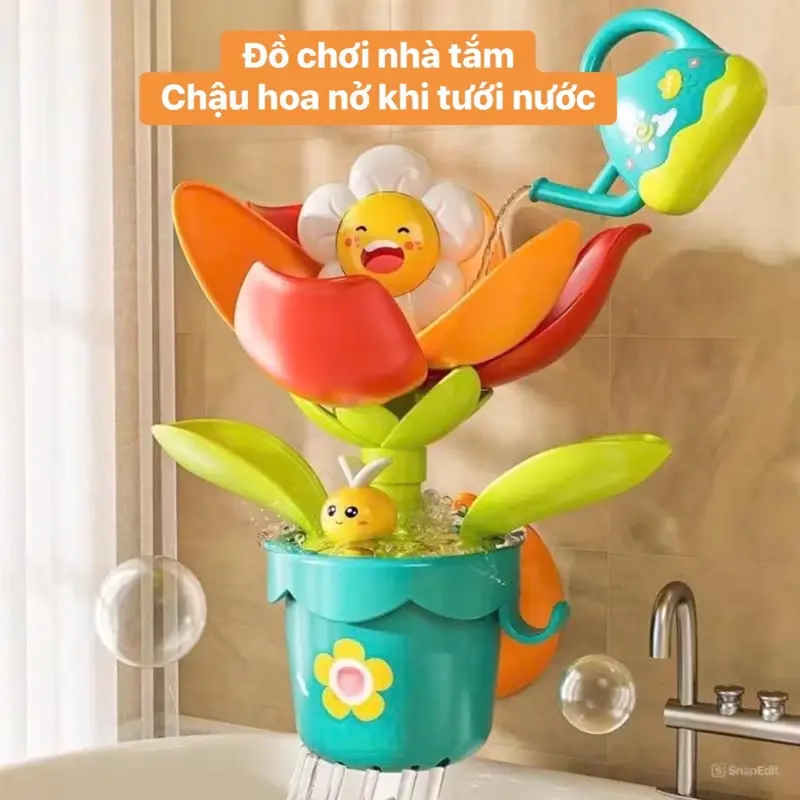Chậu hoa tự nở khi tưới nước - Đồ chơi nhà tắm cho bé, hiệu ứng nở hoa 0