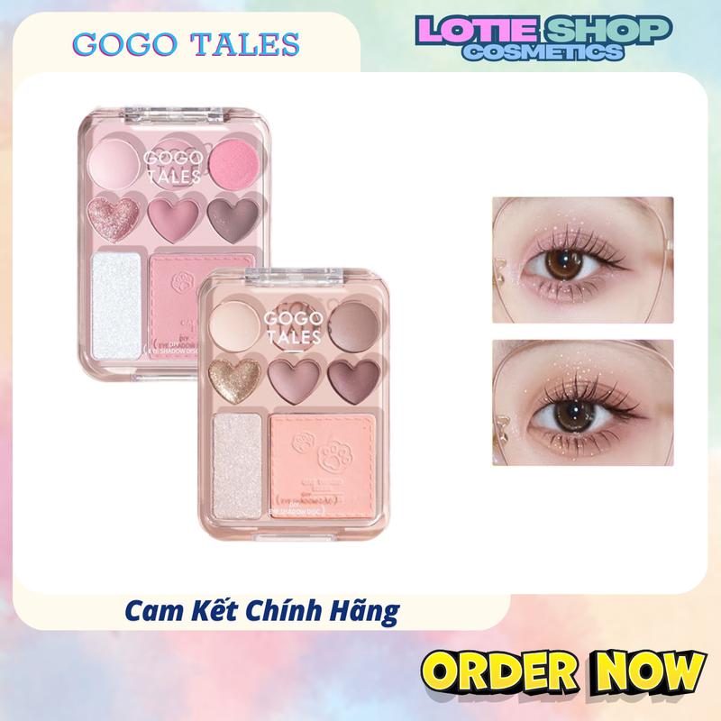 Bảng Phấn Mắt Trang Điểm Nữ Kèm Highlight Và Má Hồng 3in1 GOGO TALES Trái Tim CAT THEME SERIES GT609