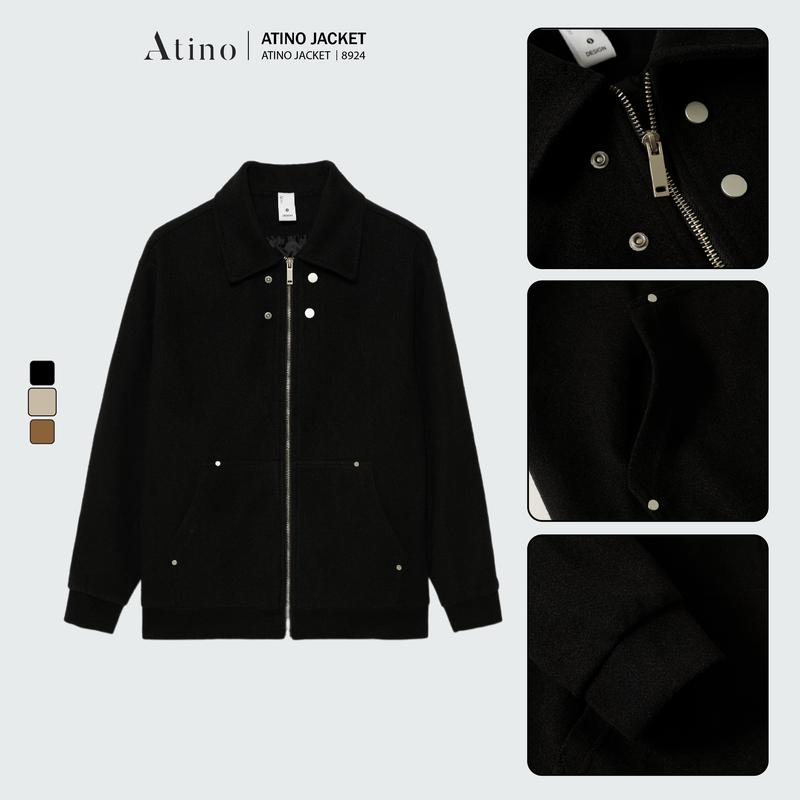  Áo Khoác Jacket Nam Dạ Ép Cổ Bẻ ATINO L.3.8924 Menswear Nhung Dài Tay aokhoac nam áo bomber Navy Blazer Bi áo  khoác Tre 