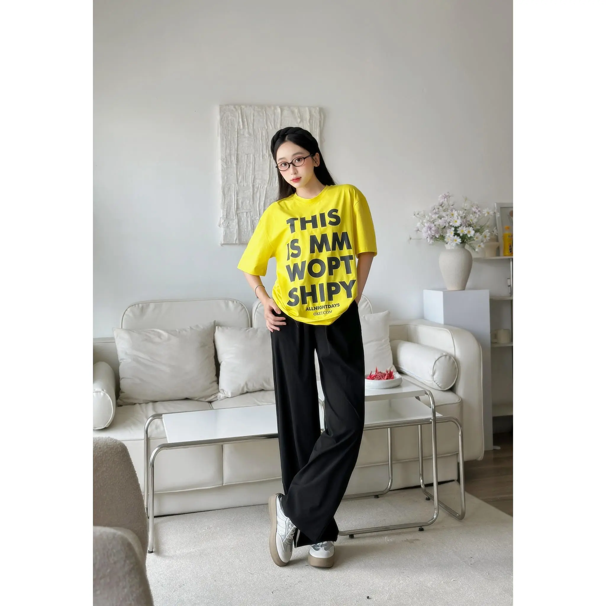 SET ĐỒ BỘ THUN COTTON 100% FORM RỘNG – ÁO IN CHỮ CỰC CHẤT – PHỐI QUẦN ĐEN MP391_K7_T2_O2