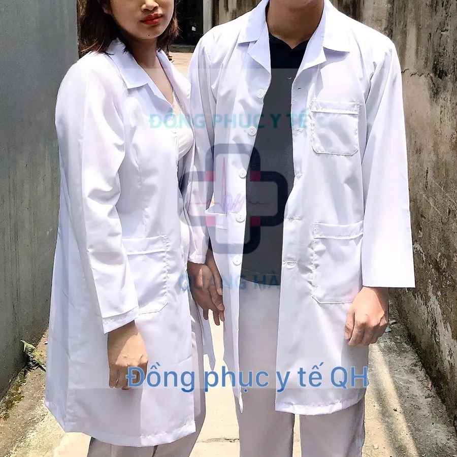 Áo Blue, Blouse trắng Bác Sĩ  Dáng Dài gần gối Nam Nữ , Dài tay Hàng Đẹp Loại 1 Dành Cho Y Tá, Dược Sĩ, Điều Dưỡng.Vải Cotton Thô.