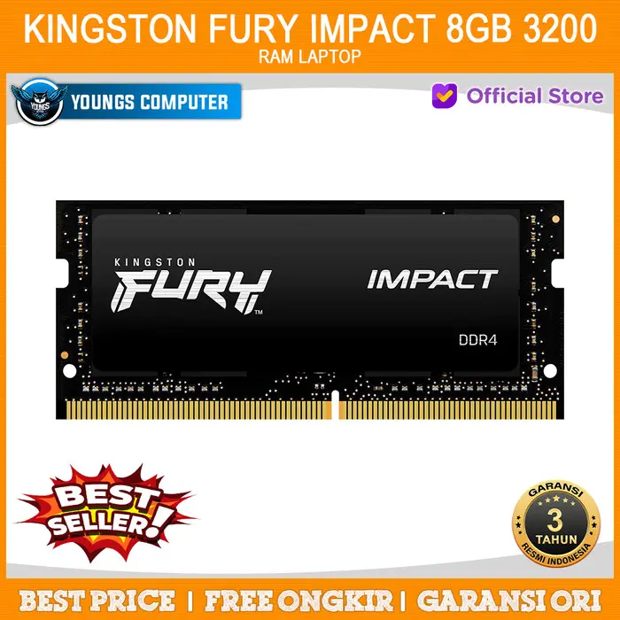 RAM KINGSTON FURY IMPACT DDR4 SODIMM 8GB 16GB 32GB - 3200Mhz 4800MHz Single