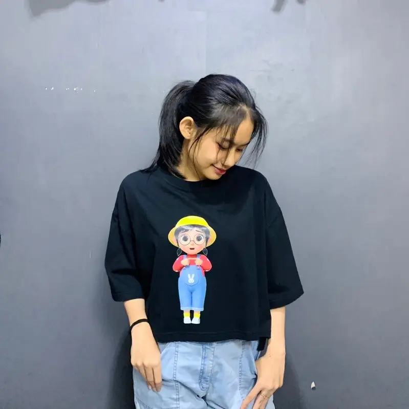 RF.ID Jenna Hat Yellow Croptop Oversize ( Lingkar Dada 125 Muat Sampai BB 85kg ) Wanita Kaos 5