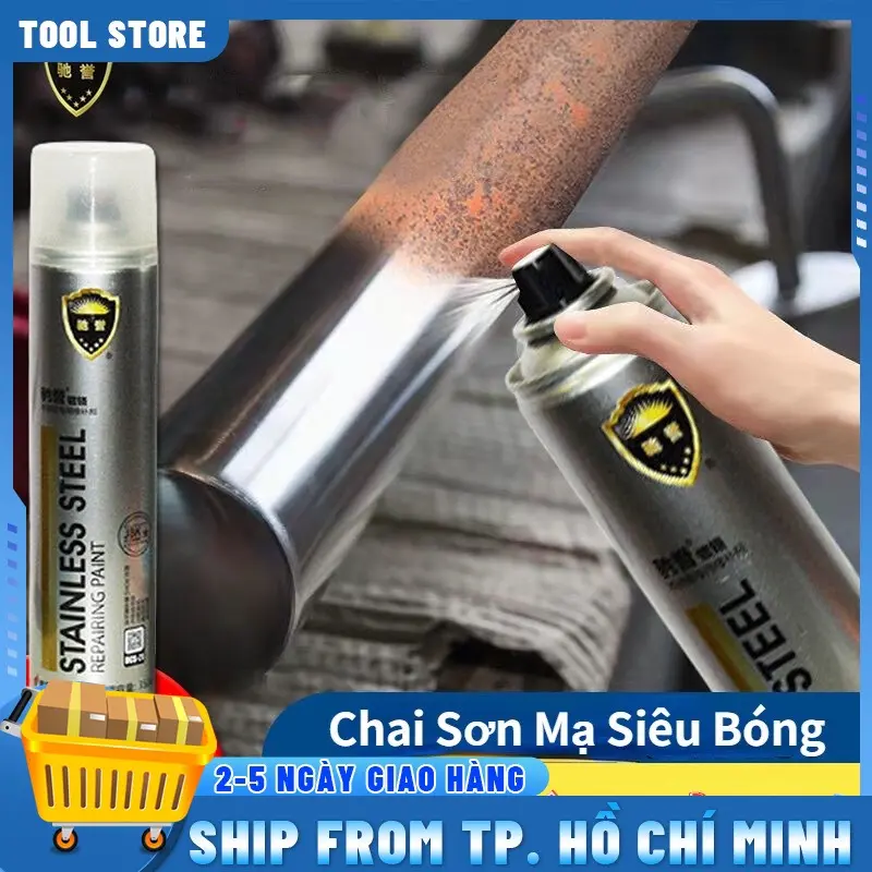 Sơn Bạc Mạ Crom Sơn Xịt Mạ Chrome Sáng Bóng 350ml - Chai Sơn Mạ Siêu Bóng-Sơn xe