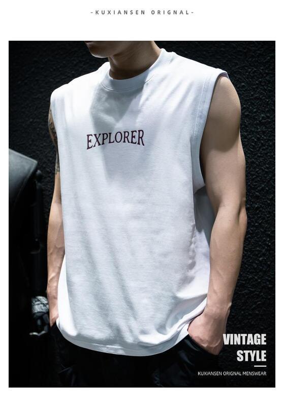 Product Introduction of Summer Sleeveless T-Shirt Vest For Men, Loose And Trendy Brand Ins, Large Size, Camisole, Half Sleeved, American Sports Short Sleeved T-Shirt 9