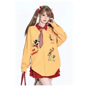 [ready stock]CHICMORE atasan kemeja gaya korean style dengan motif cetak unik berlengan panjang gaya kekinian