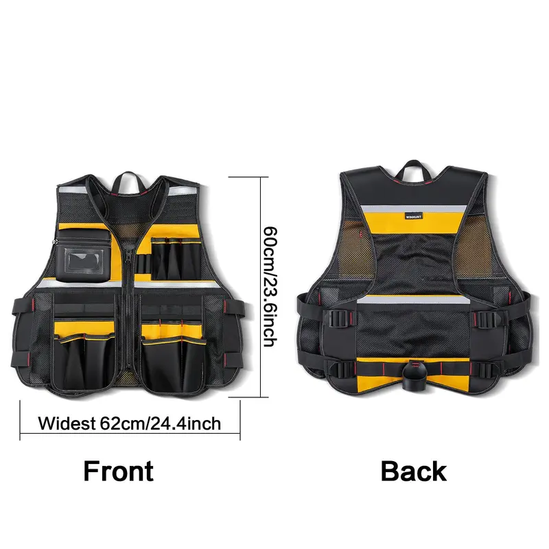 Multifunctional Outdoor Work Vest, Adjustable Breathable Tool Storage Vest, Multi-pocket Tool Organizer for Car Repair, Construction, Gardening 1