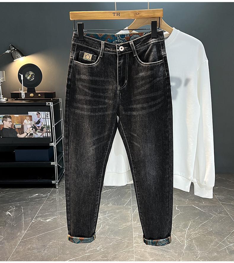 Product Introduction of Quần Dài Jean Nam, Ống Đứng Dáng Ôm Co Giãn, In Hình Thêu, Quần Dài Lót Lông Cừu, Thích Hợp Cho Mùa Thu Và Mùa Đông, Trang Phục Nam Menswear Ong Có Túi 17