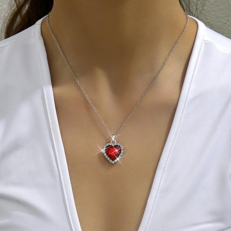 Product Introduction of Fashion Wholesale Heart-Shaped Pendant Necklace Full of Diamonds Cross-Border Best Seller in Europe and America 14