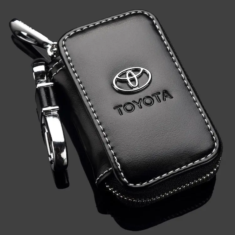 Toyota Hilux Innova Vios Altis Camry Fortuner Car Key Holder Genuine Leather Smart Remote Cover Fob Case Pouch Keyring
