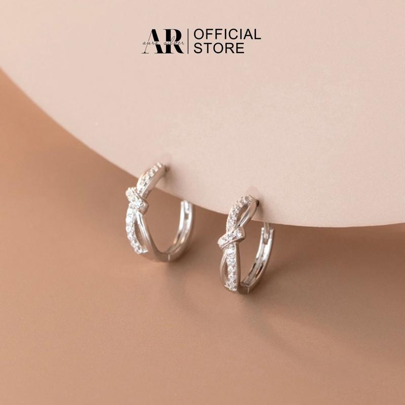 Bông tai nơ bạc 925 khuyên tai Ribon-KT53-AURASILVER