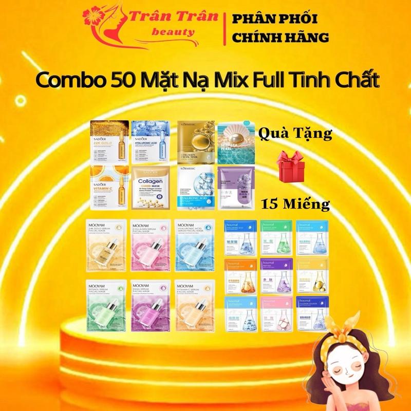 COMBO 50M QUÀ TẶNG 15M Mặt Nạ Mix Full Tinh Chất Dưỡng Da Cấp Ẩm Dưỡng Trắng Phục Hồi Thu Nhỏ Chân Lông Bổ Sung Collagen Vitamin Giúp Căng Bóng Mềm Mịn Mask Skincare