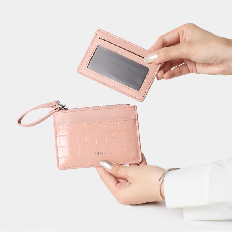 GIÁ ĐẶC BIỆT T12 Ví đựng thẻ kèm ví nhỏ SEEME Bella Wallet da sần