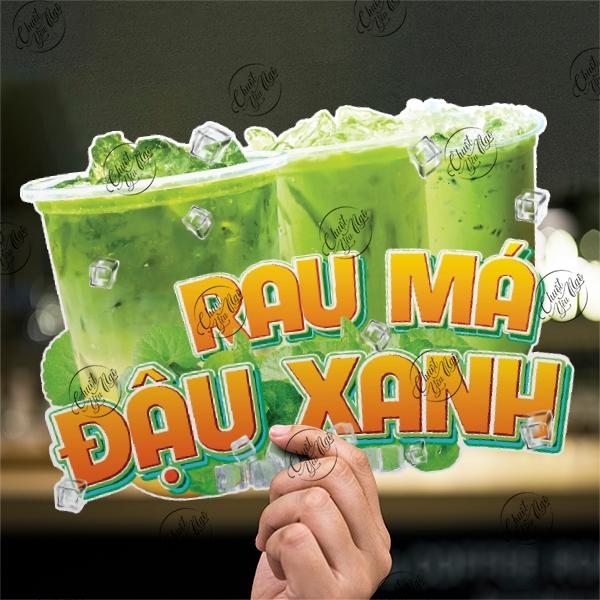 Hình dán rau MÁ ĐẬU xanh dán tường decor trang trí xe đẩy quán nước trà sữa cà phê hình sticker decal giải khát 4