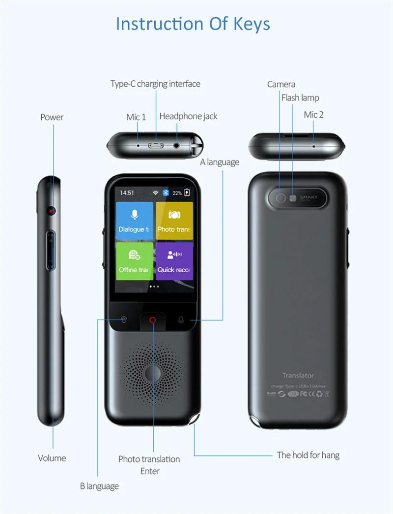 Product Introduction of Portable Intelligent Voice Translator, Interactive Real-Speech, Offline Translation Machine, Business Travel, T11, 134 Languages 42
