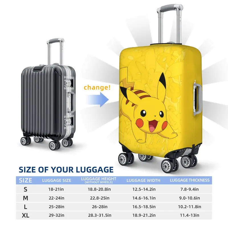 Vỏ Bọc Hành Lý Pikachu, Vỏ Bọc Vali Du Lịch Bảo Vệ Chống Mài Mòn Dày Dặn Đàn Hồi Chống Thấm Nước Và Chống Bụi Pokémon Quái Vật Bỏ Túi 5