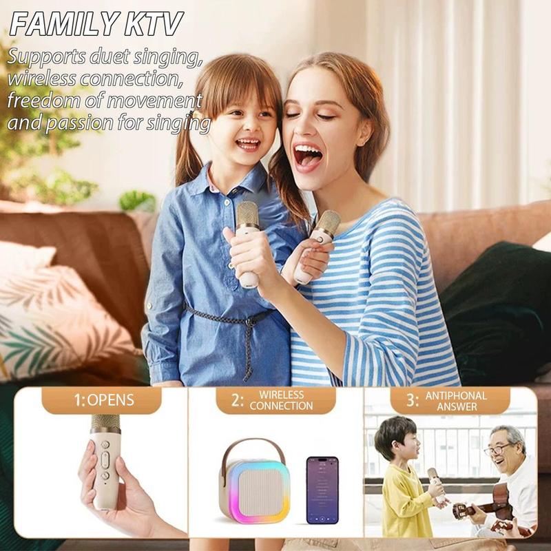 Rechargeable Wireless Speaker, 1 Count Karaoke Speaker with Microphone, Multi-functional Bluetooth-compatible Speaker for Home Party, Best Gifts for Men 5