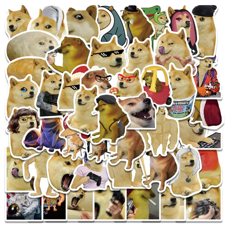 Set 50 sticker hình dán meme Doge hài hước chống thấm nước 0