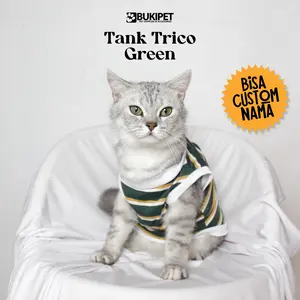 baju kucing laki laki cewek lucu gemoy murah aksesoris hewan peliharaan - Buki tank trico green