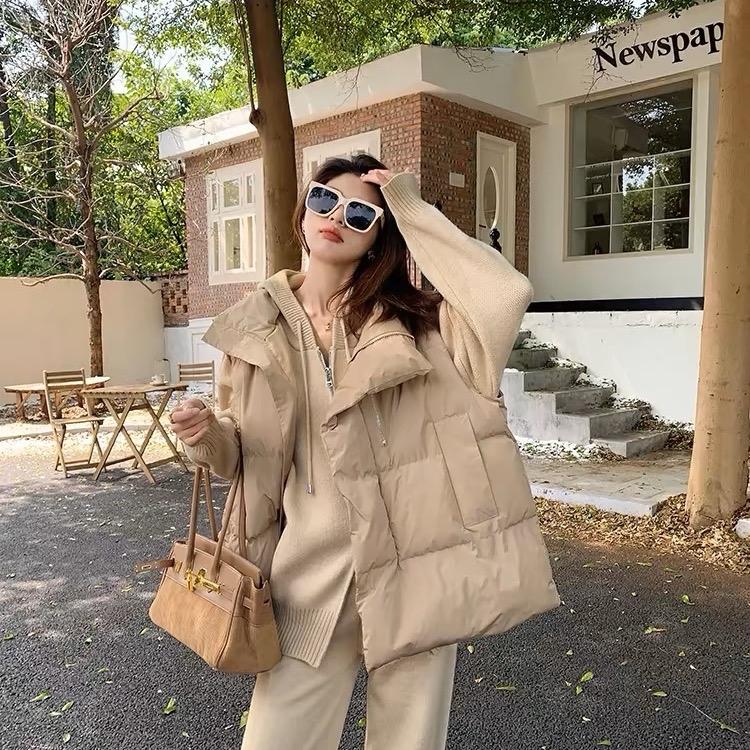 Áo phao ghile dáng rộng thoải mái ấm áp mùa đông phong cách Hàn Quốc Nữ Women Jacket Top Nhung Kem