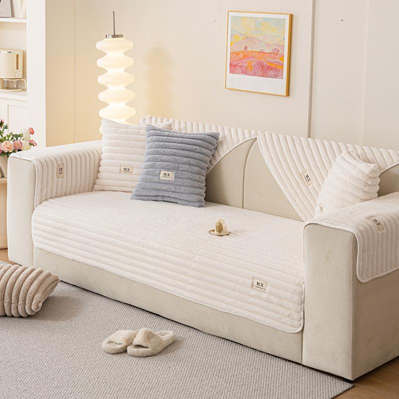 Product Introduction of Solid Color Thick Plush Sofa Cushion, Simple and Modern Style Sofa Cover, Anti-slip Sofa Cover for Living Room & Bedroom Decoration, Couch Covers 7