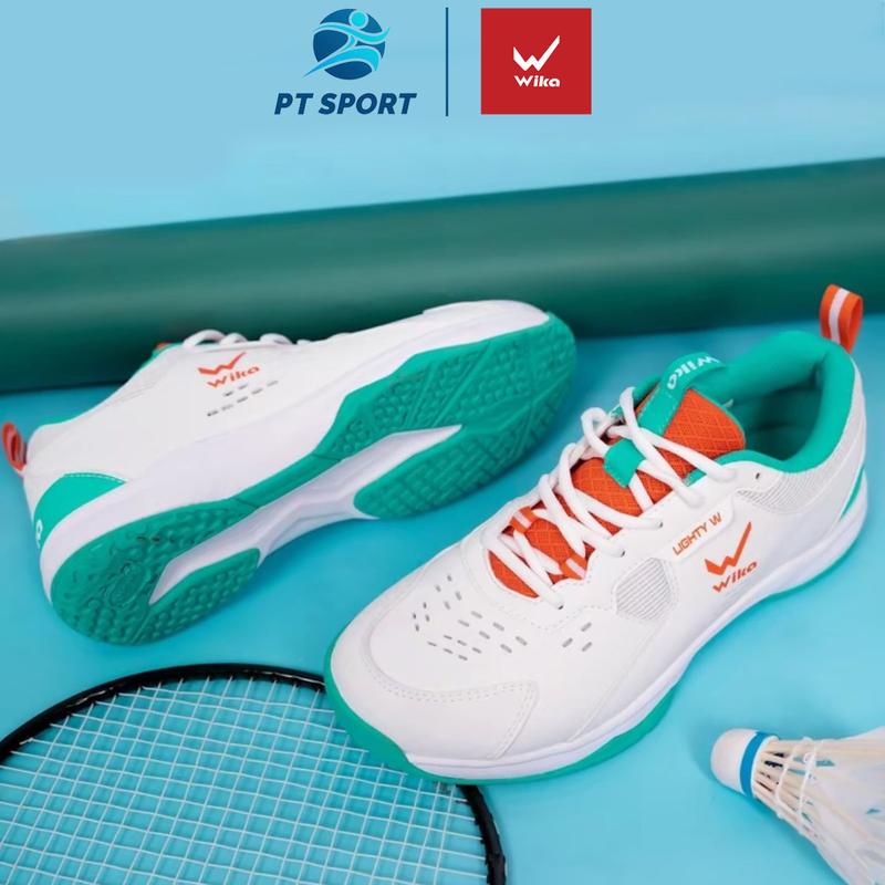 Đặt Tiến 1 Size Giày Thể Thao Chuyên Cầu Lông Pickleball Bóng Chuyền Tennis WIKA MARU - FLEXI Chính Hãng Màu Trắng Làm Từ Da PU Đế Đệm Eva Sneaker Nam Sport Tập Thể Dục