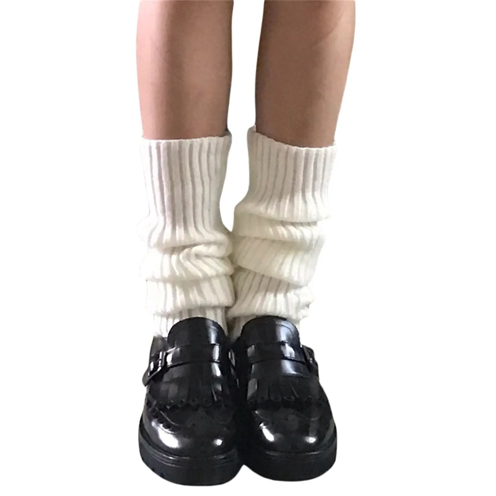 Women's Knitted Leg Warmers, Solid Color/Stripe Elastic Leg Cover, Casual Simple Style Protector