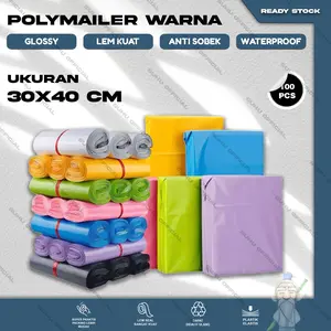 Plastik Packing Baju Kantong POLYMAILER Olshop isi 100 Lembar Glossy Grade A & B Warna Warni Perekat Ukuran 30X40 Biru Hijau