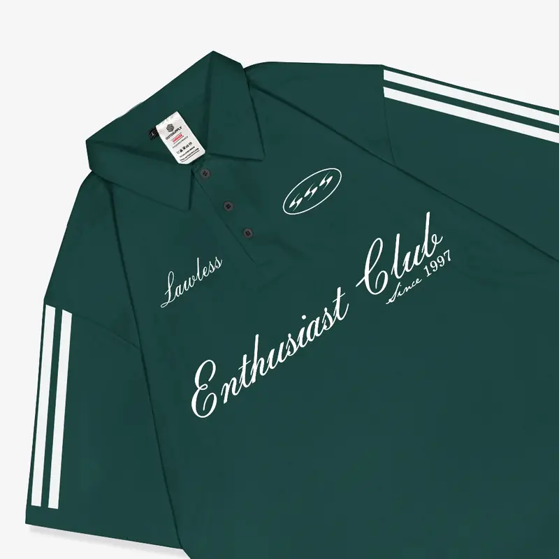 OOTDSUPPLY Oversize Polo Shirt Enthusiast Clubs Dark Army l Kaos Polo Pria dan Wanita OVZ-PS009 5