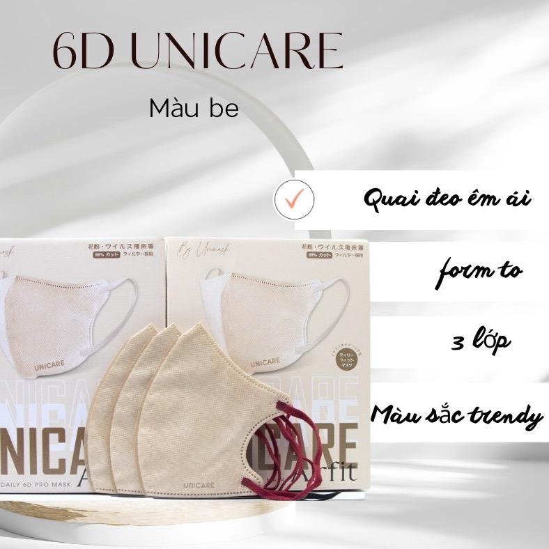 Thùng 60 chiếc khẩu trang 6D UNICARE pro mask mix đủ màu trend, quai êm, form rộng Accessories
