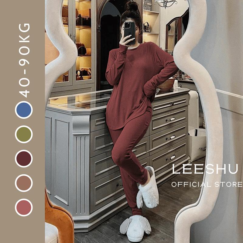 Bộ thun lạnh vạt bầu bo gấu có BIgsize mặc nhà ủ kem mềm mát có túi, set bộ tay dài Đuôi tôm cotton lụa có thể mặc nhà đi tập đi chơi