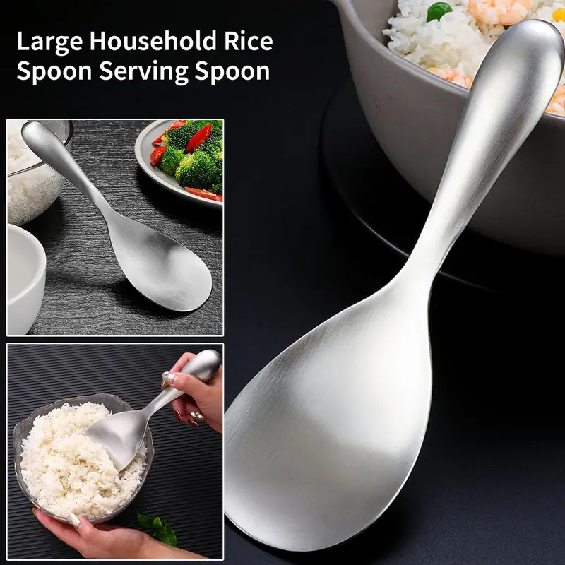 Muỗng Xới Cơm, Chất Liệu Thép Không Gỉ, Kích Thước Lớn, Thích Hợp Cho Súp Và Cơm, Muỗng Phục Vụ, Có Bộ Lọc PP, Đa Chức Năng, Muỗng Tách Cơm Chống Dính, Cho Nhà Bếp Và Gia Đình 0