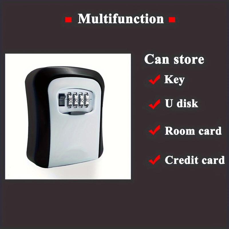 Key Lock Plastic Box, Wall Mount For Keys, 4 Digit Combination With Resettable Code With A B Switch, Indoor Outdoor Waterproof House Plastic Key, Lockbox For Spare House Keys 4