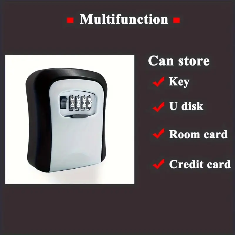 Key Lock Plastic Box, Wall Mount For Keys, 4 Digit Combination With Resettable Code With A B Switch, Indoor Outdoor Waterproof House Plastic Key, Lockbox For Spare House Keys 4